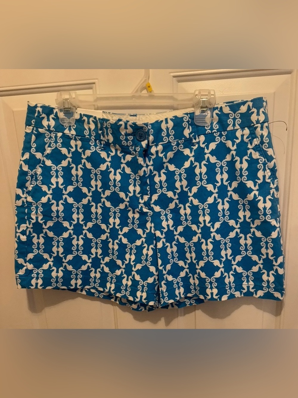 crown & ivy Blue and White Printed High-Waist Shorts